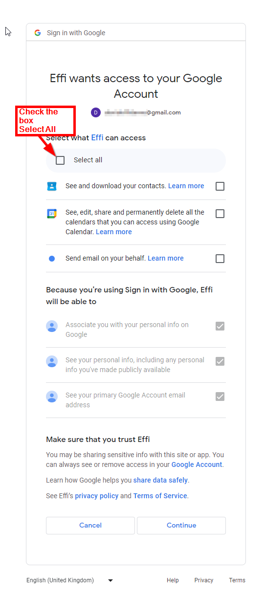 Google calendar permissions