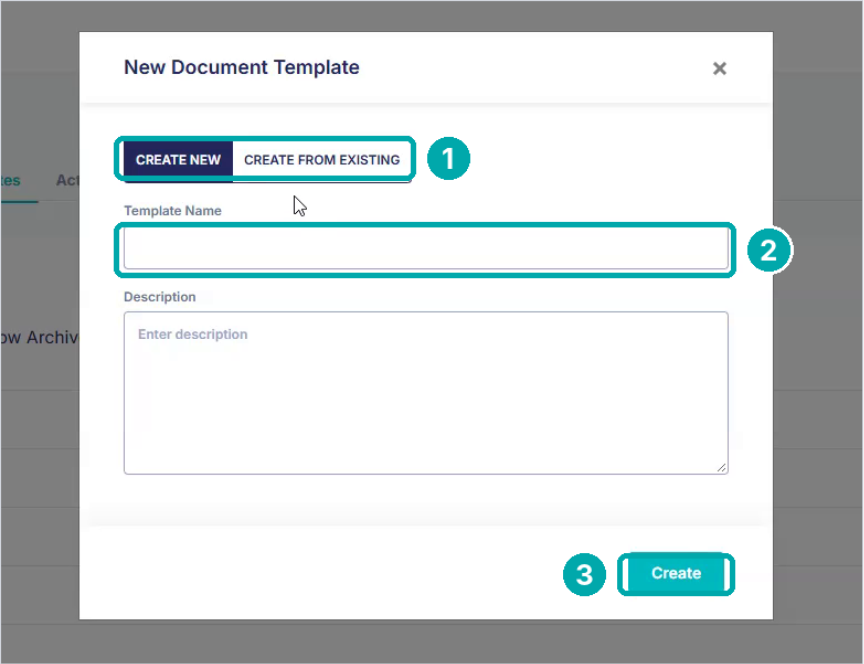 New Document Template window, Create New